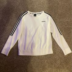 Womens Adidas Sweatshirt/ Brand New But Doesn’t Have Tags Fall Crew Neck Top With Three Stripes, Long Sleeve Tops With Three Stripes For Fall, Adidas Crew Neck Tops For Fall, Adidas Tops With Three Stripes Branding For Fall, Adidas Tops With Three Stripes For Fall, White Top With Three Stripes For Fall, Adidas Crew Neck Tops For Winter, Adidas Long Sleeve Tops With Three Stripes, Adidas White Tops With Ribbed Cuffs