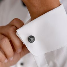 Elegant Black and White Monogram Initials Mens Cufflinks Elegant Black Cufflinks For Wedding, Black Classic Wedding Cufflinks, Classic Black Wedding Cufflinks, Elegant Black Wedding Cufflinks, Black Cufflinks For Wedding And Father's Day, Classic Black Customizable Jewelry, Modern Initials Wedding Jewelry, Modern Initials Jewelry For Formal Occasions, Formal Initials Cuff Jewelry