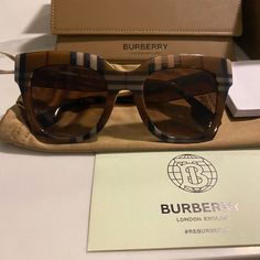 Stunning Burberry Sunglasses- Perfect Condition! Luxury Brown Wayfarer Sunglasses, Designer Brown Sunglasses With Uv Protection, Luxury Brown Polarized Sunglasses, Designer Brown Sunglasses With Polarized Lenses, Designer Brown Sunglasses With Mirrored Lenses, Designer Brown Tinted Sunglasses, Burberry Sunglasses Women, Sunglasses Outfit, Rose Gold Sunglasses