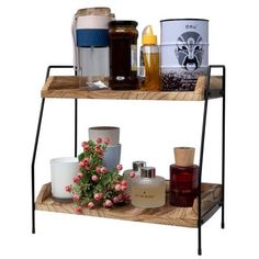 Coffee Bar Accessories and Organizer, Coffee Station Organizer 2 Tier bathroom counter organizer, Wood Coffee Tray, Bathroom Vanity Organizer, Countertop Shelf for Kitchen, Dresser, Coffee Lover 🔥【Keep Your Desk Tidy】This wooden coffee organizer comes with 2 -layer wooden shelf for better storage of k-cups, sugar treasures, tea bags, blenders, light absorbers, napkins - save space and keep your desk clean and tidy 🎁【Rustic Multi-Purpose Countertop Shelf】 Our wooden frames can store the organiz Organized Coffee Station, Bathroom Counter Organizer, Bathroom Vanity Organization, Shelf For Kitchen, Organize Bathroom Countertop, Counter Organizer, Coffee Bar Accessories, Coffee Organization, Bathroom Counter Organization