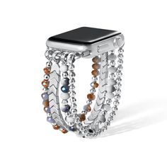 Adjustable Silver Beaded Apple Watch Band, Adjustable Silver Beaded Watch Accessories, Arm Stack, Apple Watch Bracelet, Beaded Watches, Apple Watch Bracelets, Watch Bracelet, Apple Watch Strap, Apple Watch Band