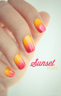 Sunset nails // Petizoizo & Palmier kitsch Fantastic Nails, Sunset Nails, Nagellack Trends, Get Nails, Manicure Y Pedicure