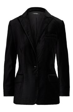 This sharply tailored blazer is ready for your next occasion thanks to soft velour composition and classic peaked lapels. Front button closure Peaked lapels Four-button cuffs Chest welt pocket Front flap pockets Back vent Lined 98% cotton, 2% elastane Machine wash, tumble dry Imported Velvet Blazer With Button Closure For Formal Occasions, Formal Velvet Blazer With Button Closure, Tailored Velvet Blazer For Formal Occasions, Formal Tailored Velvet Blazer, Classic Velvet Evening Blazer, Classic Business Velvet Outerwear, Classic Velvet Business Outerwear, Classic Velvet Outerwear For Business, Velvet Notch Lapel Blazer For Formal Occasions