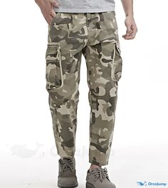 OrcaJump - Loose-Fit Cargo Pants with Multiple Pockets for a Casual yet Stylish Look Camouflage Tapered Leg Cargo Pants, Camouflage Tapered Leg Pants With Pockets, Casual Camouflage Pants With Hip Pockets, Camouflage Pants With Pockets, Pants For Men Jeans, Foundation Design, Mens Cargo Pants, Style Overalls, Pockets Pants