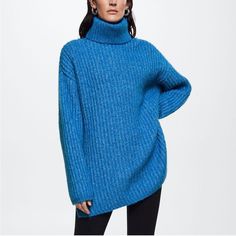 Never Worn Mango Sweater. Sweaters 2022, Sweaters For Fall, Mango Sweater, Chunky Sweaters, Cool Girl Style, Oversized Turtleneck Sweater, Rib Knit Cardigan, Ribbed Turtleneck Sweater, Oversized Turtleneck