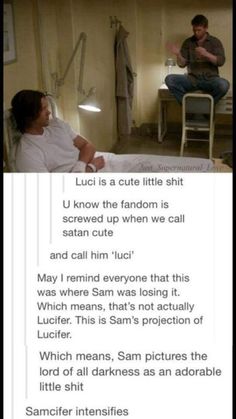 I don't ship it but this is funny Supernatural Lucifer, Funny Supernatural