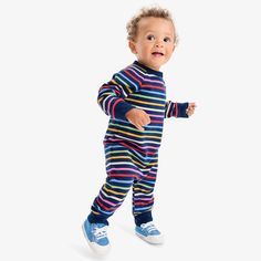 Is there anything better than wearing a head-to-toe rainbow sweatshirt? We think not, baby. Fabric: French terry, 95% cotton/5% spandex; pre-washed to minimize shrinkage. Feel: Soft and comfortable with breathable warmth and a hint of stretch. Learn more. Fit: Snaps on legs and back for easy dressing and quick diaper changes. Playful Striped Tops For Playwear, Multicolor Long Sleeve Onesie For Playwear, Playful Multicolor Onesie For Loungewear, Multicolor Long Sleeve Onesie For Bedtime, Unisex Playful Onesie For Loungewear, Playful Long Sleeve Onesie, Playful Long Sleeve Unisex Onesie, Playful Unisex Long Sleeve Onesie, Multicolor Long Sleeve Cotton Onesie