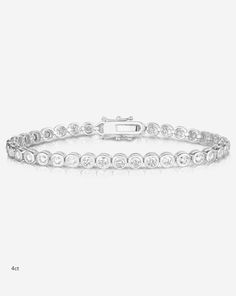 Ring Concierge Bracelets 14k White Gold / 6.5" / 4 Carats Bezel-Set Classic Diamond Tennis Bracelet Classic Gold Bracelet With Round Cut Cubic Zirconia, Timeless Round Gold Bracelet With Cubic Zirconia, White Gold Bracelet With Diamond Accents, Classic Gold Bracelet With Cubic Zirconia Round Cut, Classic Cubic Zirconia Diamond Bracelet For Formal Occasions, Classic Diamond Accented Bracelet Jewelry, Classic Diamond White Gold Bracelet With Cubic Zirconia, Classic Gold Bracelet With Brilliant Cut Cubic Zirconia, Classic Gold Bracelet With Cubic Zirconia In Diamond White