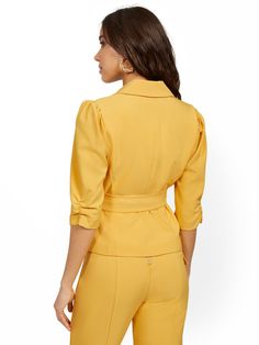 Puffed Sleeves, Tailored Jacket, Petite Fashion, Fabric Care, Puff Sleeve, Perfect Fit, Buy Online, New York, Yellow