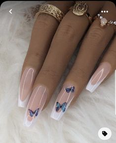 2yk Fashion, Acrylics Simple, Cute Butterfly Nails, Butterflies Nails Acrylics, Bright Acrylic Nails, Easy Butterfly, Butterfly Nail Designs, Butterfly Nails, Pretty Butterfly