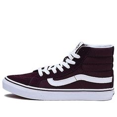 Vans SK8-HI Slim Sneakers Deep-Wine Wine Red VN0A32R2LV6 (SNKR/Women's) Slim Sneakers, Sk8 Hi Vans, Vans Sk8 Hi, Sk8 Hi, Vans Sk8, Wine Red, Wine, Sneakers, Red