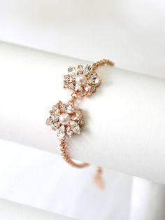 Bridal Bracelet Bridal Crystal Bracelet Rose Gold Bracelet Elegant Charm Bangle Bracelet For Weddings, Elegant Bangle Charm Bracelet For Weddings, Elegant Wedding Charm Bracelet Adjustable, Elegant Adjustable Wedding Charm Bracelet, Rose Gold Bracelet For Bridesmaid Gift, Elegant Adjustable Charm Bracelet For Wedding, Elegant Adjustable Bridesmaid Bracelets, Elegant Rose Gold Charm Bracelet For Wedding, Adjustable Rose Gold Pearl Bracelet For Formal Occasions