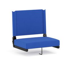 a blue chair with black legs and armrests on an isolated white background,