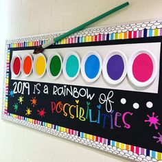 a colorful bulletin board hanging on the wall