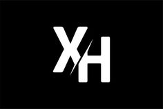 the letter hx in white on a black background