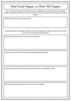 Anxiety and Worry Worksheets Worry Worksheet, Free Mental Health