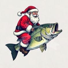 santa claus is sitting on top of a fish