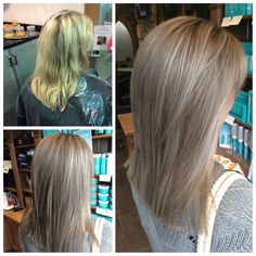 Yellow Blonde Highlights, Ashy Light Brown, Glam Ideas, 2016 Hair, Yellow Blonde, Grey Highlights, Blond Balayage, Natural Gray Hair, Ash Blonde Hair