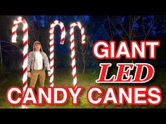 GIANT LED CANDY CANES - DIY Tutorial - YouTube Outdoor Christmas Lights Diy, Outdoor Christmas Light Displays, Diy Christmas Yard Decorations, Giant Candy Cane, Giant Christmas Ornaments, Candy Cane Decorations