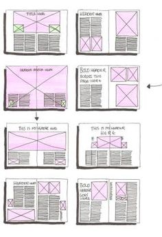 a bunch of different types of papers with lines drawn on the top one and bottom two