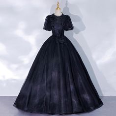 Black tulle lace long ball gown dress formal gown · Little Cute · Online Store Powered by Storenvy Black Quinceanera Dresses, Long Ball Gown, Backless Formal Dresses, Dress Quinceanera, Ball Gown Dress, Quinceanera Dress, Black Prom Dress, Black Tulle, Dresses 2020