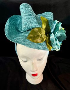 This beautiful 1930's inspired straw fascinator is adorned with large turquoise roses is held on your head with a headband that fits any adult head. It is perfect for your special event. Turquoise Roses, Your Special, Your Head, Couture Fashion, Fascinator, Special Event, Special Events, Caps Hats, Placemats