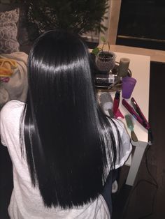 Long Black Hair Straight, Black Hair Straight, Medium Black Hair, Black Straight Hair, Shiny Black Hair, Hair Keratin, Black Hair Aesthetic