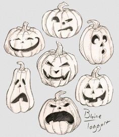 some pumpkins with faces drawn on them