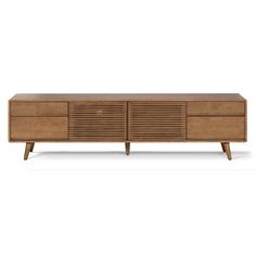 the sideboard is made from wood and has two drawers