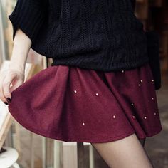 £20.90 Elasticized Waist Studded Skirt from #YesStyle <3 Tokyo Fashion YesStyle.co.uk Studded Skirt, Tokyo, Skin Care, Skirt, Skin