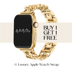 ✨Glow up your Apple Watch Strap Buy 1 Get 1 Free at prettystraps.com Elegant Chain Link Bracelet Strap Watch Bands, Elegant Chain Link Bracelet Watch Bands, Luxury Gold Chain Link Watch Bands, Luxury Apple Watch Chain Link Bracelet Strap, Luxury Apple Watch Band With Chain Link Bracelet Strap, Luxury Chain Link Bracelet Strap For Apple Watch, Luxury Chain Link Apple Watch Band, Luxury Chain Link Watch Band With Bracelet Strap, Elegant Chain Link Bracelet Strap Apple Watch Band