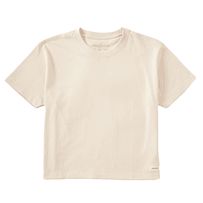 Our relaxed-fit Crusher Tee, in a cool cropped (but not too cropped) length. Washed for everyday softness and falls loosely off the body. 100% Cotton 5.9 oz. Garment washed for softness. Relaxed boxy fit with a slight dropped shoulder. Crew neck with cotton/spandex rib trim and self-fabric taping inside back neck. Locker label with unique message at lower hem. Printed graphic Imported | Life is Good Women's Solid Boxy Crusher Short Sleeve T-Shirt in Putty White Size XS | 100% Cotton Boxy Tee, Fabric Tape, Children In Need, Knit Tees, Knitting Women, Cotton Spandex, Cool Kids, Amazing Women, Womens Tees