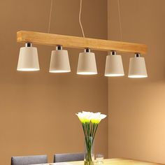 39'' Incandescent LED 5-Light Creative Chandelier Modern Nature Inspired Wood Bamboo Metal Island Linear Island Lights Restaurant Pendant Light, Wood Pendant Lamps, Drop Light, Dining Table Lamps, Wood Island, Bedroom Light Fixtures, Drop Lights, Wood Pendant Light, Wood Chandelier