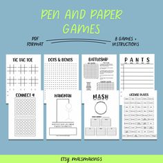 printable worksheet for pen and paper games with text overlaying the image