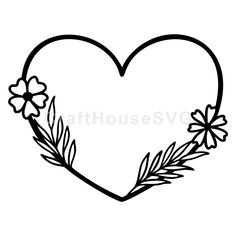 a heart with flowers and leaves on it