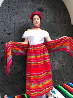 Mexican womans Cambaya dress one size Handmade- Beautiful- Frida Kahlo Virgen mexican boho hippie dress coco theme party day of the dead by mexicotodocorazon on Etsy Mexican Christmas Party Dress, Frieda Kahlo Inspired Party Dress, Mexican Women Tradional Dresses, Cuba Outfit, Coco Theme Party, Jalisco Dress, Mexican Boho, Frida Kahlo Style, Boho Hippie Dress