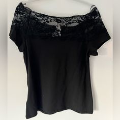 H&M Women's Shirt, New With Tags, Black Shirt With Beautiful Black Lace, Size L, Smoke Free Home. Satin Pencil Skirt, Utility Skirt, Size 12 Women, Jacquard Skirt, Stretchy Skirt, Midi Flare Skirt, Hm Skirt, Denim Pencil Skirt, Printed Midi Skirt