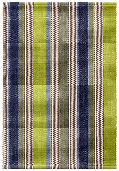 a green and blue striped rug