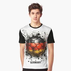 a soccer ball with the flag of germany on it graphic t - shirt front view