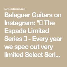 Balaguer Guitars on Instagram: "🔥 The Espada Limited Series 🔥
-
Every year we spec out very limited Select Series runs as “drops”, usually once per season but sometimes less/more frequently. These Espadas are spec’d out with premium appointments curated to be workhorse guitars that won’t break the bank.  Not only do they have Stainless Steel Frets, but also Roasted Maple necks for increased stability. Available in Gloss Charcoal Frost and Gloss Sky Blue! 
-
Our LIMITED runs do sell out rather quickly, so make sure to secure your spot.  You can choose from a deposit or you can pay in full. These will begin shipping out during the upcoming Holiday season! Link in bio.
-
#balaguerguitars #balaguerespada #guitarra #guitaristsofinstagram #offsetguitars #offsetguitarsofinstagram #balaguerselec