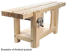 a small wooden table with wheels on it