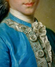 a portrait of a man in blue with a bird on his shoulder and an ornate collar