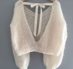 Mohair Crochet Sweater, Mohair Sweater Pattern, Diy Laine, White Shrug, Sustainable Knitwear, Unique Cardigan, Mohair Jumpers, Diy Wool, Bow Wedding