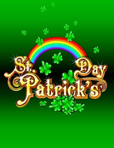 st patrick's day greeting card with shamrocks and rainbow