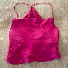 Pink Size S New With Tags Never Worn Zara Summer Party Tops, Pink Silk Cami Top, Summer Silk Tops For Night Out, Pink Silk Top For Night Out, Pink Silk Tops For Night Out, Silk Pink Tops For Night Out, Fitted Silk Top For Vacation, Pink Summer Top For Date Night, Summer Pink Top For Date Night