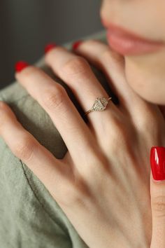 Rhombus Diamond Ring Rhombus Engagement Ring, Unique Diamond Ring, Baguette Diamond Ring, Baguette Diamond Rings, International Style, Unique Diamond Rings, Big Diamond, Ring Art Deco, Unique Diamonds