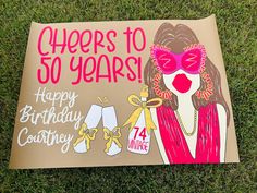 a birthday card for a woman with an image of a woman wearing sunglasses