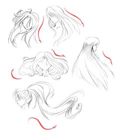 some drawings of different hair styles