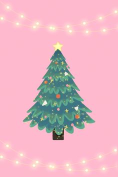 a christmas tree on a pink background