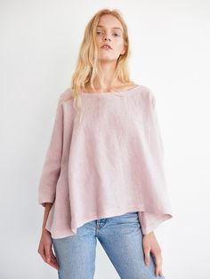 AMELIA 3/4 Sleeve Linen Blouse / Oversized Linen Top / Women Drop Shoulder Linen Blouse / Loose Fit Kimono Linen, Linen Top Women, Linen Tee, Womens Tops Summer, Linen Blouse, Roll Up Sleeves, Loose Blouse, Linen Top, Top Women